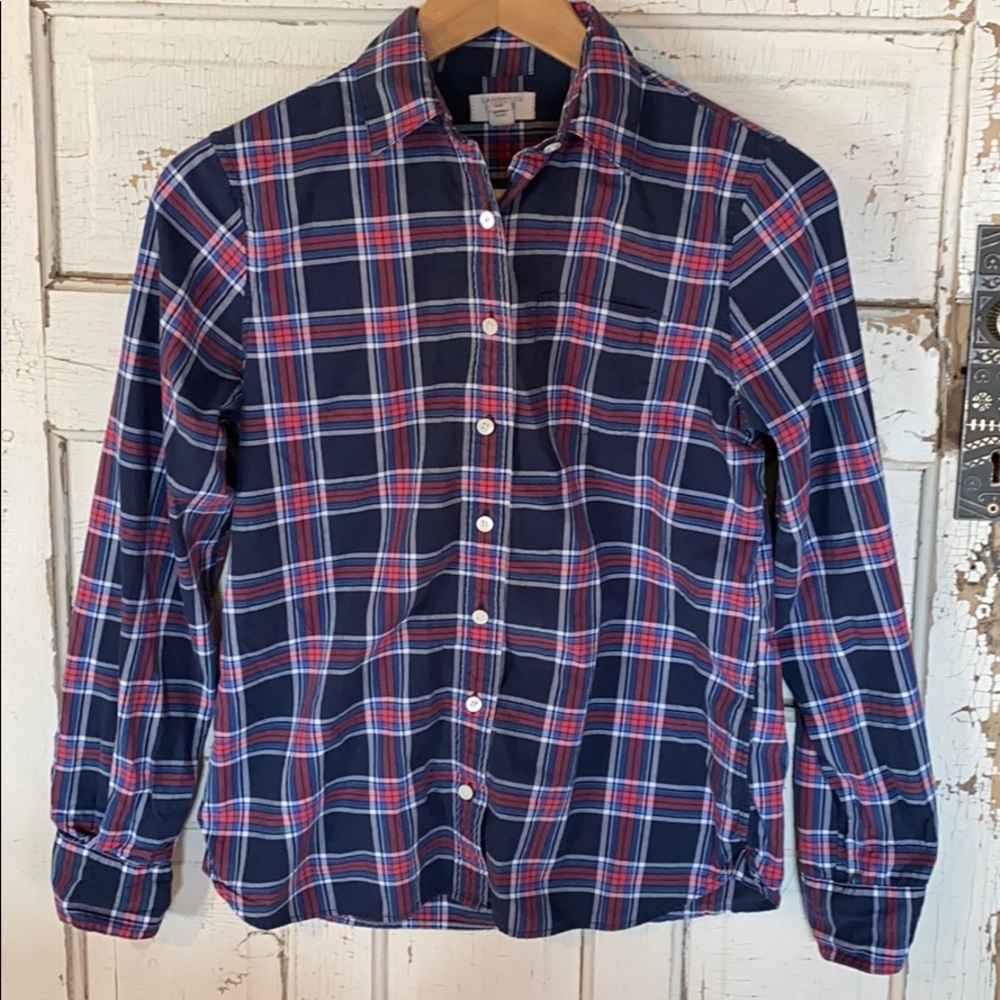 Lands end plaid button up shirt